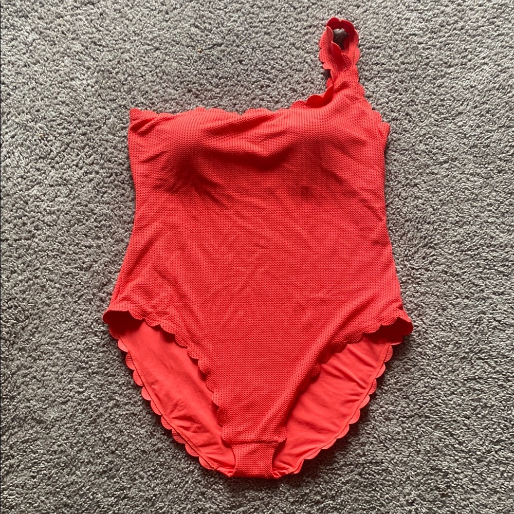 Aerie XXL Red One-Shoulder Scalloped Swimsuit
